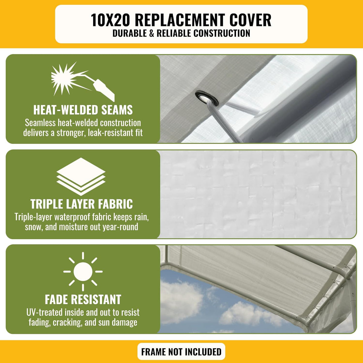 10x20 ft carport replacement canopy cover - heavy-duty shown in use