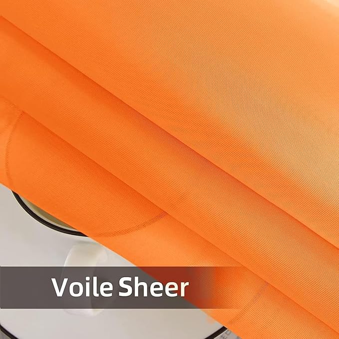 SpaceDresser Waterproof Outdoor Sheer Curtains for Patio - 2 Panels Rod Pocket Indoor Voile Sheer Curtain for Living Room,100W x 84L inch, Orange