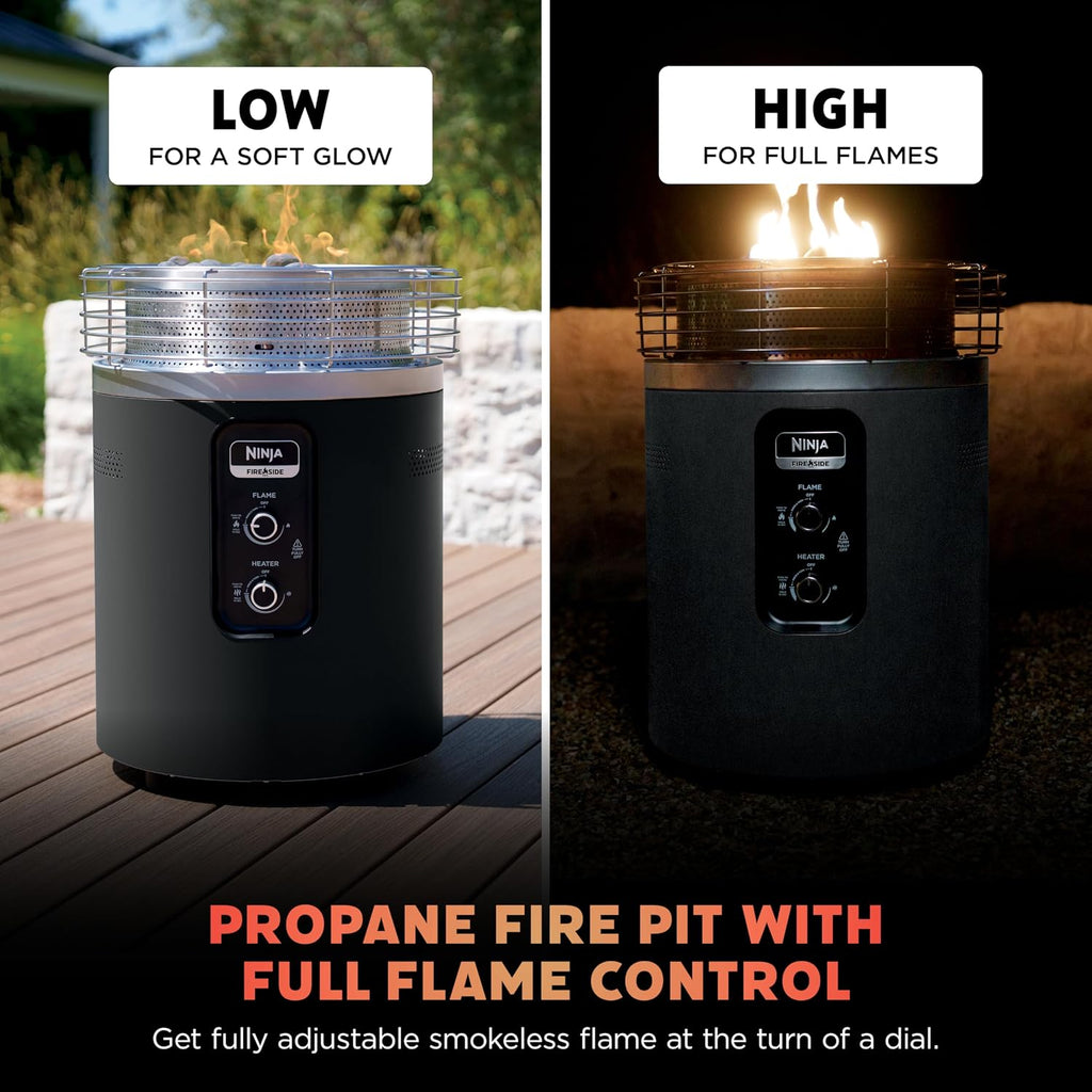 ninja fireside360 fire pit & heater, 80,000 btu, close-up detail