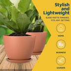 Terracotta Plant Pots with Drainage Holes & Saucers 15 Pack, Indoor & Outdoor Stackable Space-Saving Planters for Houseplants & Flowers, (7", 6.7", 6", 5.3", and 4.8" Inches), Durable & Weatherproof