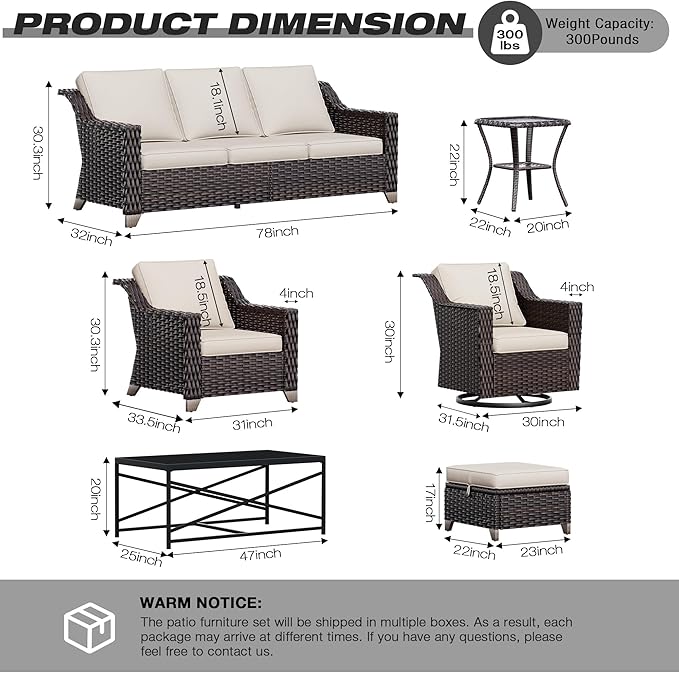 Joyside Swivel Patio Chairs Set of 2, Wicker Patio Furniture with Wide Armrest and Thick Cushions, Upgraded Large Size for Backyard, Garden, Poolside