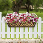 2 Pack 30 Inch Window Boxes Planters Railing Planter Box with Adjustable Brackets for Porch Fence Patio Balcony Hanging Flower Baskets with Coco Liners for Outdoor Garden Décor - Bronze