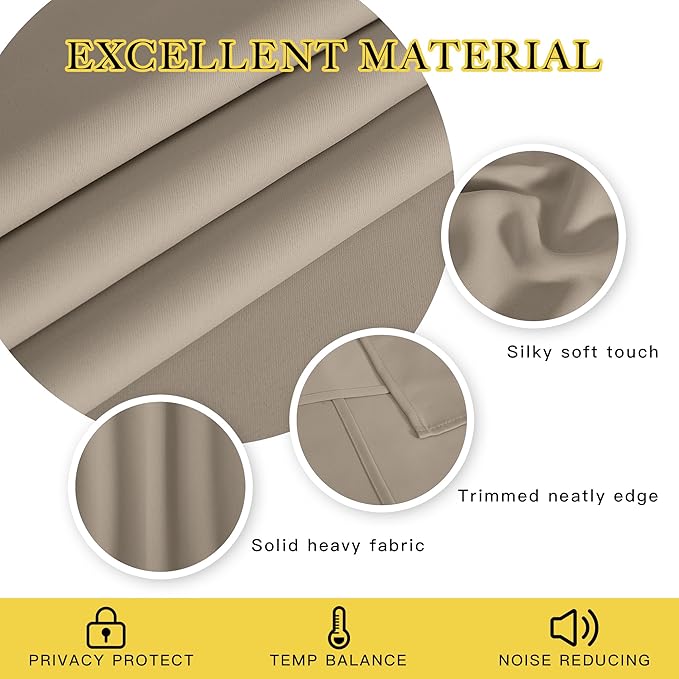 NICETOWN Blackout Curtains for Sliding Glass Door Room Divider Noise Reduce Curtain Panel Portable Window Screen Sliding Partition, W100 x L102 inches, 1 Panel, Taupe