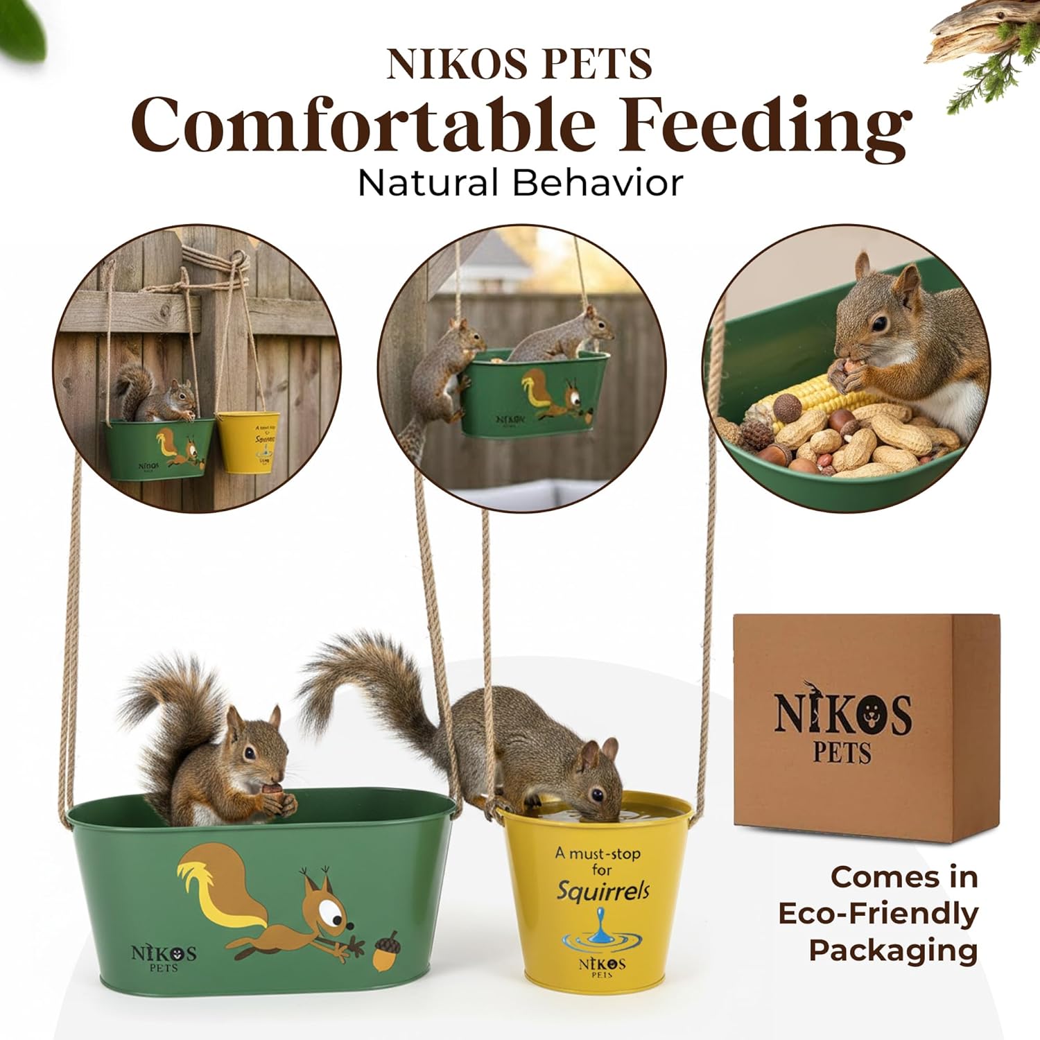 Hanging Squirrel Feeder & Waterer for Outside, Large Feeder.