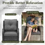LayinSun Oversized Wicker Outdoor Swivel Glider Recliner with Adjustable Backrest & Footrest, Patio Reclining Lounge Chair - Set of 2