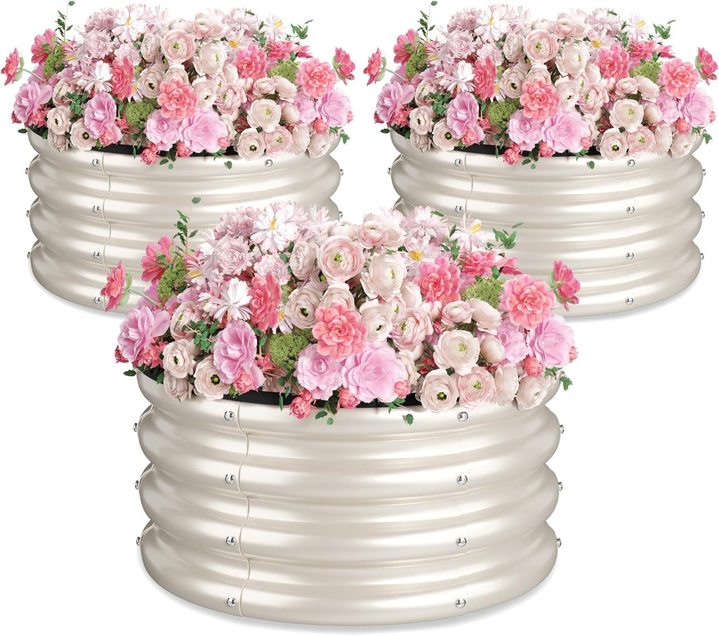 round galvanized raised garden bed kit, 3 pcs, main product view