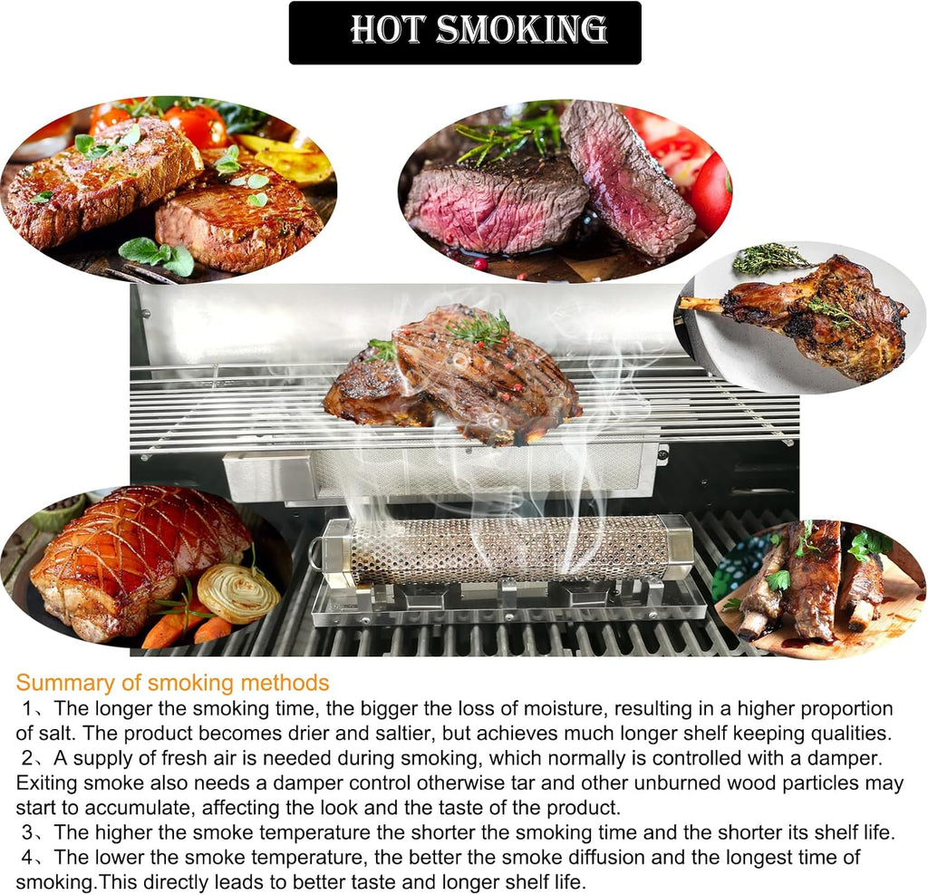 2X12'' Smoke Tube Kit for Pellet Smoker With Tray and Tube Cover | 5 Hours Billowing Smoke, Works with Any Grill or Smoker, smoke tube for pellet smoker, 2X12" Hexagonal smoke tube kit