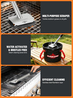 Bristle-Free Steam Grill Brush with 5 Replacement Pads – No Bristle Shedding. Unique Steel Fibers Pads Efficiently Deep Clean All Kinds of Grills. A Safe Outdoor Grill Cleaner. Gift for Men/Dad.