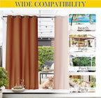 NICETOWN 2 Panels Weighted Blackout Outdoor Curtains for Patio Waterproof, Grommet & Back Tab on top and Bottom Windproof Privacy Thermal Drapes for Gazebo with Fixed Rope, W52 x L95, Burnt Orange