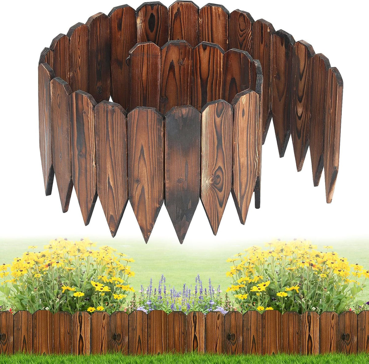 rustic pine wood garden fence - 6.6ft l*12in, main product view