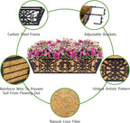 2 Pack 24 Inch Window Boxes Planters Railing Planter Box with Adjustable Brackets & Coco Liners Fabric Plant Grow Bags Deck Railing Planter Boxes Balcony Hanging Flower Box for Outdoor Plants