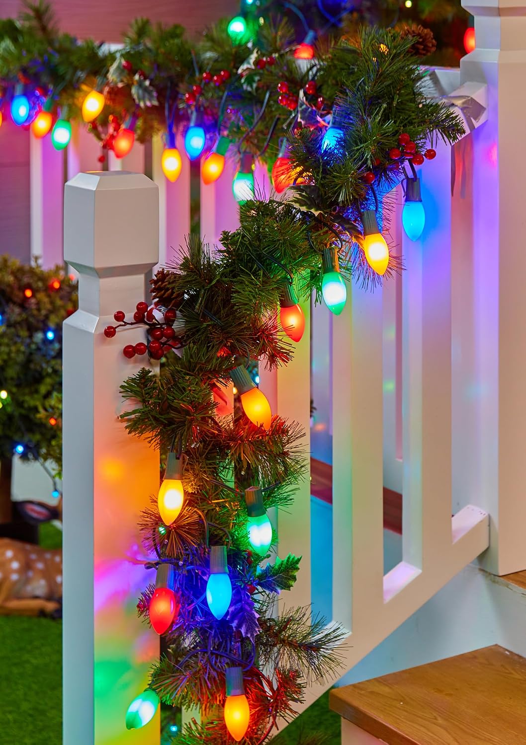 Vintage Christmas Lights Outdoor, 100Ft C9 String Lights with 100 LED Bulbs | Waterproof Shatterproof Connectable Commercial Christmas Tree Lights for Outside Roofline Patio Yard Home Decor, Multicolor