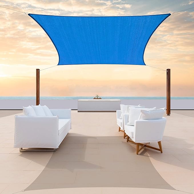 ColourTree TAPR1616 Custom Size 7' x 18' Blue Sun Shade Sail Canopy UV Block UPF50 Rectangle - Commercial Standard Heavy Duty - 190 GSM - 3 Years Warranty