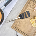 Restaurantware Nylon Slotted Turner - 6 Pack - German Standard Large Kitchen Spatula with Stainless Steel Handle, Non-Stick Safe, Dishwasher Safe - Heat-Resistant Slotted Spatula for Eggs, Fish