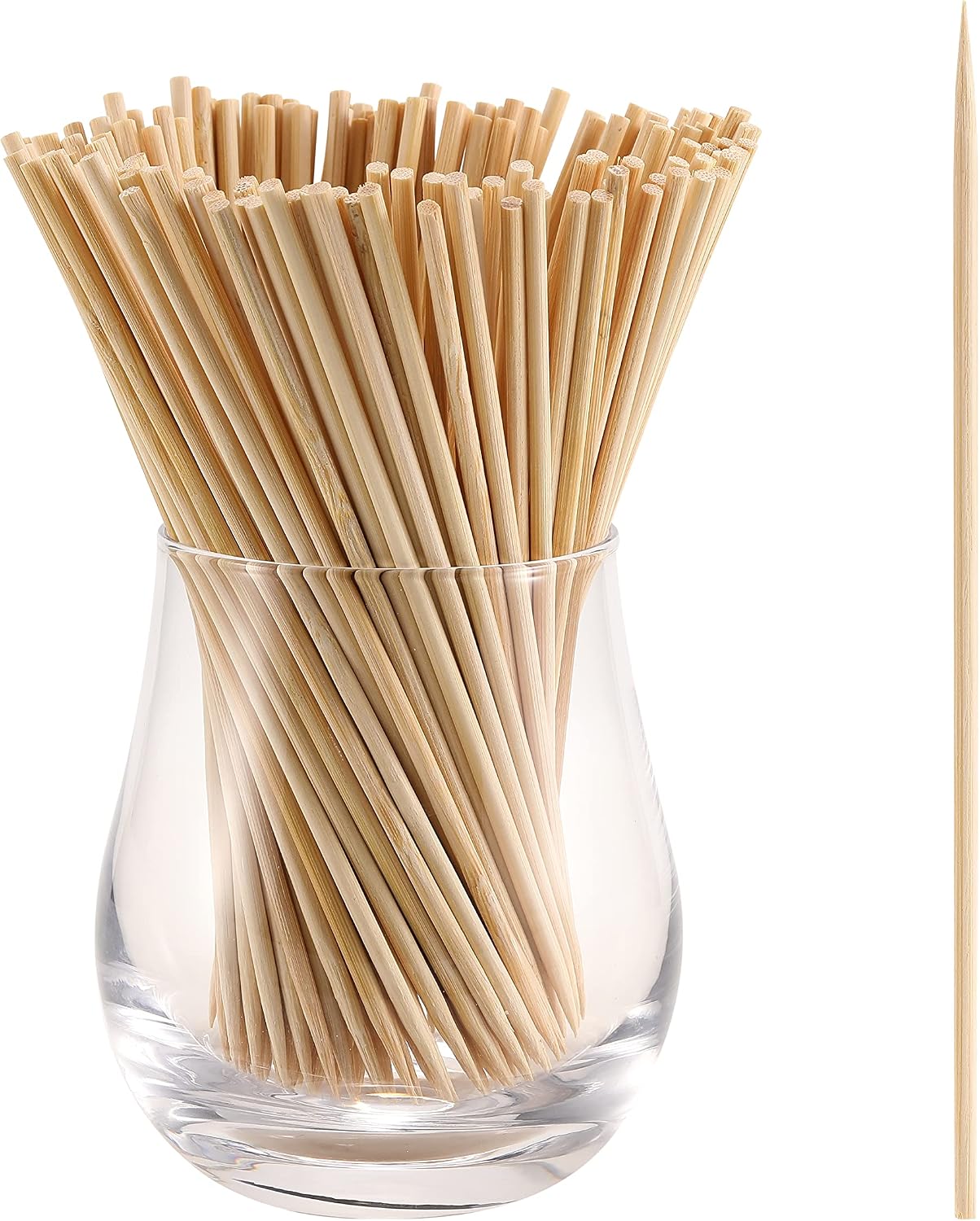 1000 PCS Bamboo Skewers, 6 Inch Food Sticks for Appetizers Fruit Kebabs | Natural Mini Wooden Skewers for Barbecue Grilling Burger Sausage, Cocktail Picks for Drinks, Long Toothpicks Tooth Picks