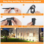 Outdoor Landscape lighting Low Voltage, 65.6FT Wired LED Spot light with Plug-in Transformer, IP65 Waterproof Outside Uplight 18W 1800LM for Yard Garden Tree Pathway House, Warm White 3000K, Pack of 6