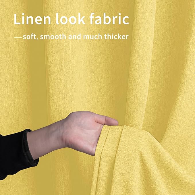 Easy-Going Linen Look Outdoor Curtains Waterproof Windproof Porch Curtains, Soft Thicken Outdoor Privacy Curtains for Patio, Gazebo, Grommet Top and Tab Bottom Drape, 1 Panel, 54x108 inch, Yellow
