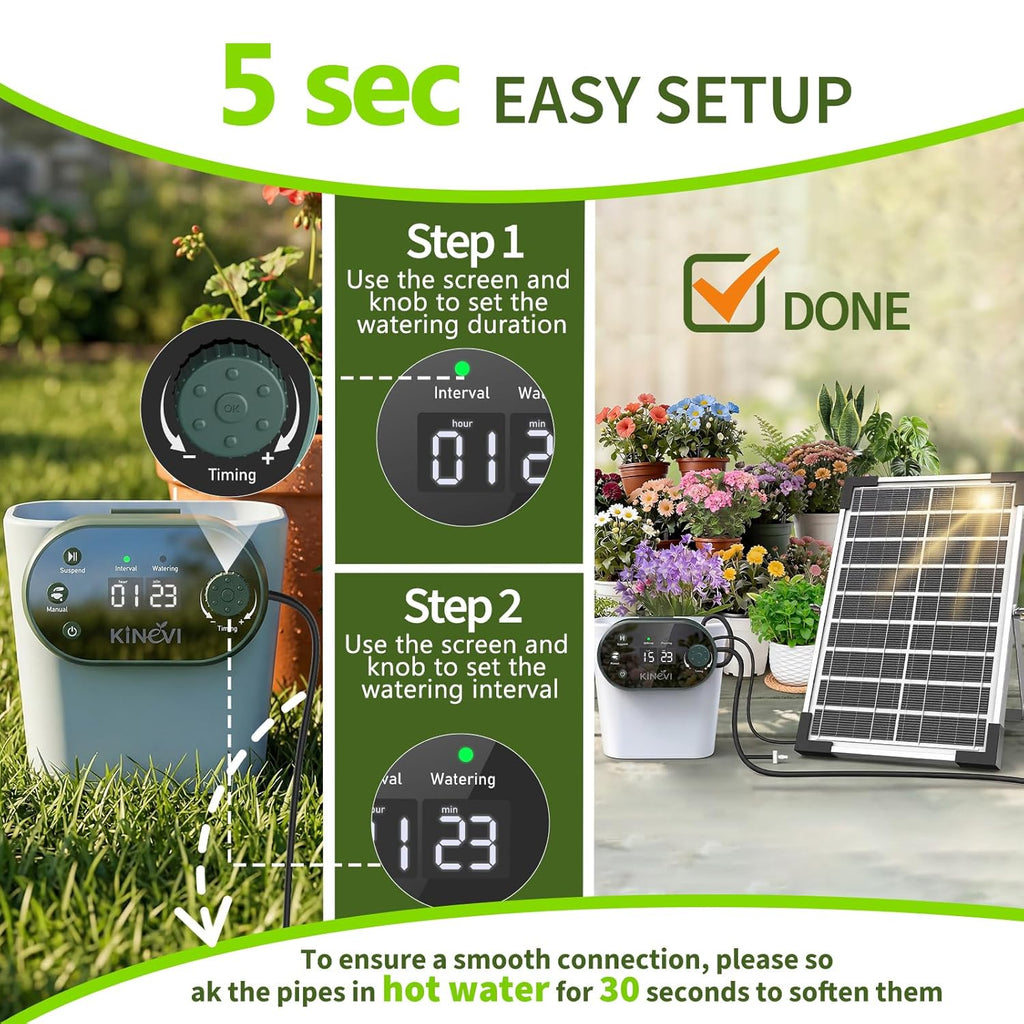 solar drip irrigation system, auto plant waterer for, close-up detail