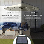 Best Choice Products 10ft Solar LED Offset Cantilever Hanging Market Patio Umbrella, 8 Sturdy Ribs, Easy Adjustment - Ivory