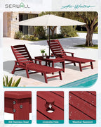 SERWALL Outdoor Coffee Table with 1.69" Umbrella Hole, HDPE Patio Coffee Table for Outside, Rectangle, Red