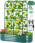 raised garden bed with arched trellis, galvanized raised, main product view
