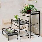 Zhongma Sturdy Metal Plant Stand with Wheels, 32.7x16x11.6 Inch High, Heavy Duty Succulent Shelf for Home Indoor and Outdoor, 220 LBS Capacity & Heavy Duty Construction