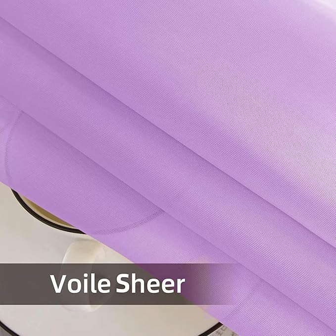 SpaceDresser Waterproof Outdoor Sheer Curtains for Patio - 2 Panels Rod Pocket Indoor Voile Sheer Curtain for Living Room,52W x 84L inch, Lavender