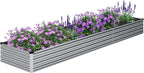 2PCS Galvanized Raised Garden Bed Kit,Vegetable Boxes-Rectangle Metal Flower Box,Large Planter Raised Beds Outdoor Garden for Planting,Fruit,Herb-Silver