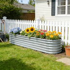 2-Pack Galvanized Raised Garden Bed 8x4x1.5 | 10x2x1.5 ft, 18" Tall Metal Planter Boxes Outdoor for Herb Vegetable, Modular Raised Flower Bed for Gardening with Zn-Al-Mg Coated - Brooklyn Grey