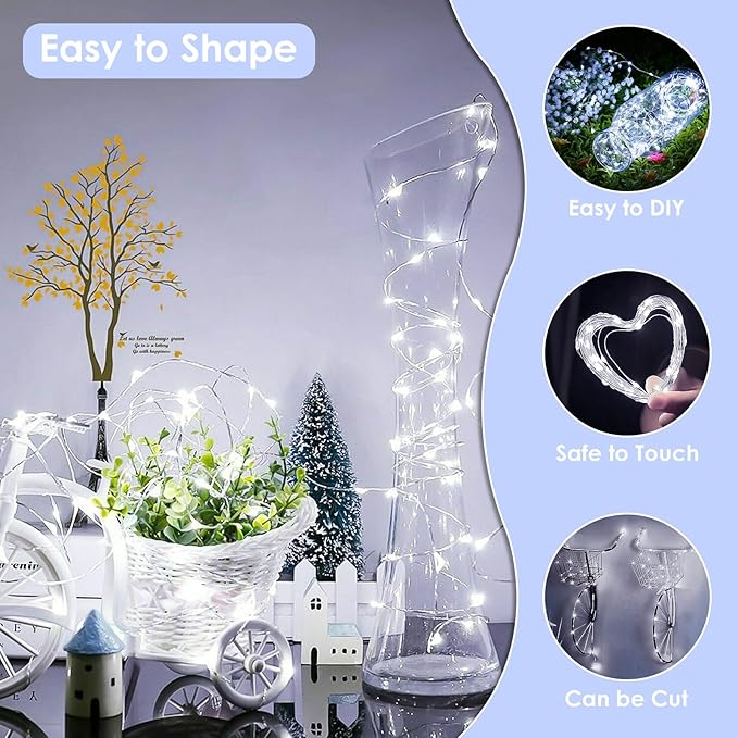 33Ft 100LED Fairy Lights Plug in, Waterproof String Lights Outdoor & Indoor 8 Modes with Timer, Christmas Light Bedroom Decor, Twinkle Light for Girl's Room Garden Christmas Decorations (Cool White)