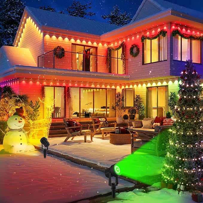 Solar Spotlights Outdoor Waterproof, RGB Landscape Spotlights, Christmas Decorative Solar Spot Lighting for Garden, Yard, Pathway, Lawn, Poolside, Party, 4-in-1 Mounted (RGB, 1 Pack)