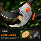 VOTREK® 8.5" Bypass Pruning Shears, Jam-Proof Spring Clippers for branches | Sharp & Anti-Rust SK5 Blade, Ergonomic Non-Slip Grip for Weak Hands, Garden Pruner for Rose, Bonsai, Heavy Duty Tree Trimming