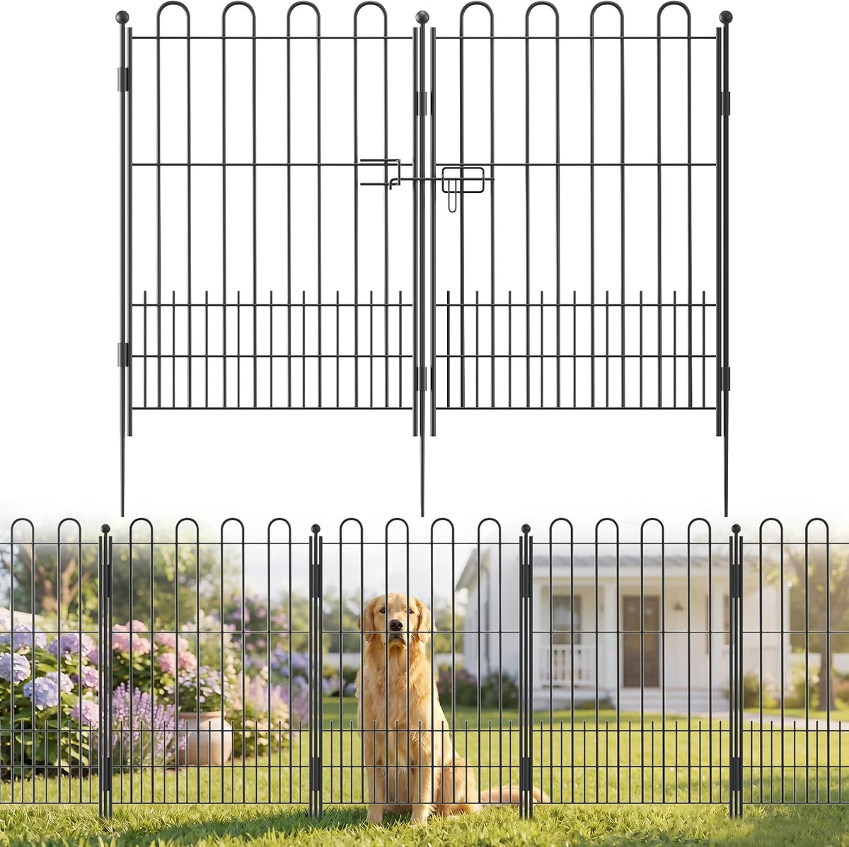 bepatio 5 panels arc metal tall garden fence, main product view