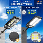 Deepn Solar Lights Outdoor, IP66 Waterproof Street Lights Outdoor, 6500K Dusk to Dawn Solar Security Flood Lights Motion Sensor with Remote Control for Yard, Entryway Garage, Porch 2 Pack