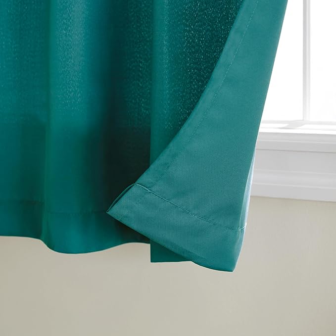 TOWN & COUNTRY BASICS Cabana Solid Heavyweight Indoor Outdoor Curtains, Light Filtering Opacity with Grommet Top, Water Repellent, 2-Pack Set, 54"x84", Dark Teal