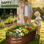 Galvanized Raised Garden Bed Outdoor, Large Raised Bed for Gardening, 2Pcs 4x2x1ft Oval Metal Planter Box for Vegetables, Fruits, Flowers, Dark Brown Wood Grain