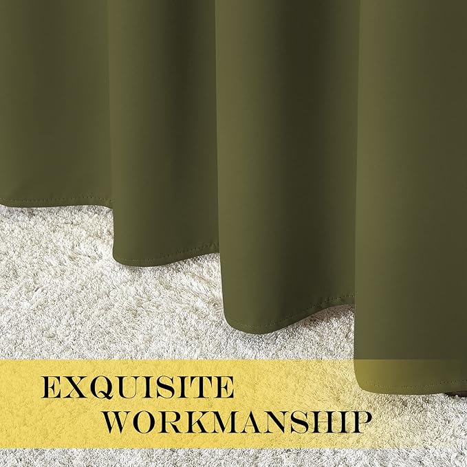 NICETOWN 95 inches Patio Door Curtains - Thermal Drapes Sliding Door Blinds for Hotel and Office, Blackout Shade for Curtain Rods (Olive Green, W100 inches x L95 inches)