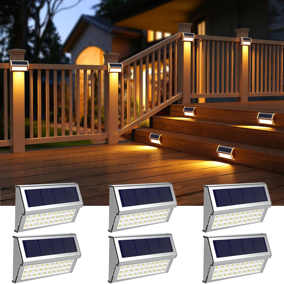 roshwey solar deck lights, suitable for fence step, main product view
