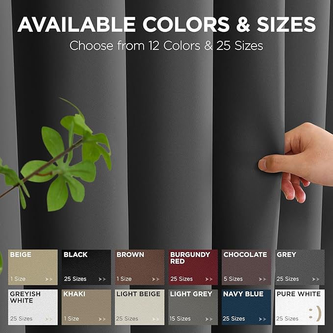Joydeco Blackout Patio Sliding Door Curtains 90 Inches Long, Grommet Privacy Room Divider Curtains, Extra Wide Thermal Blackout Drapes for Bedroom Living Room (Grey, 60Wx90L, 1 Panel)