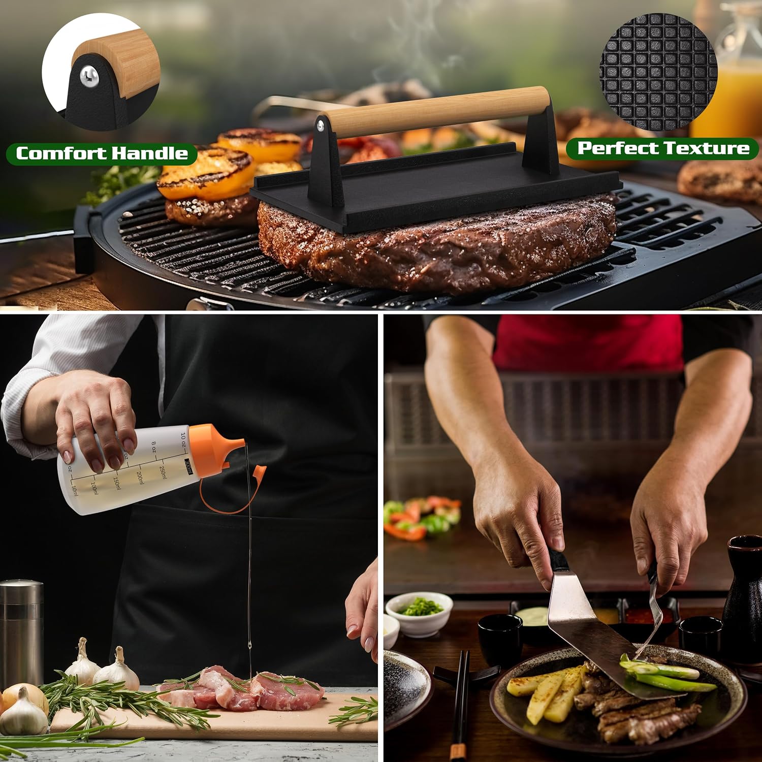 120 Pcs Griddle Accessories Kit, Perfect Hibachi Flat Top Grill Tools for Blackstone and Camp Chef, Enlarged Beefed-up Grill Spatula Gift Set with Basting Cover, Burger Press for Outdoor BBQ.