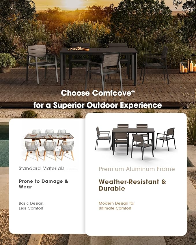 Outdoor Patio Dining Chairs Set of 2, Aluminum & HDPS All-Weather Dining Chairs for Deck, Lawn, Backyard, Pool (Charcoal)