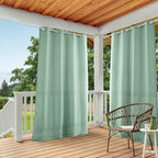 TOWN & COUNTRY BASICS Cabana Solid Heavyweight Indoor Outdoor Curtains, Light Filtering Opacity with Grommet Top, Water Repellent, 2-Pack Set, 54"x108", Seafoam