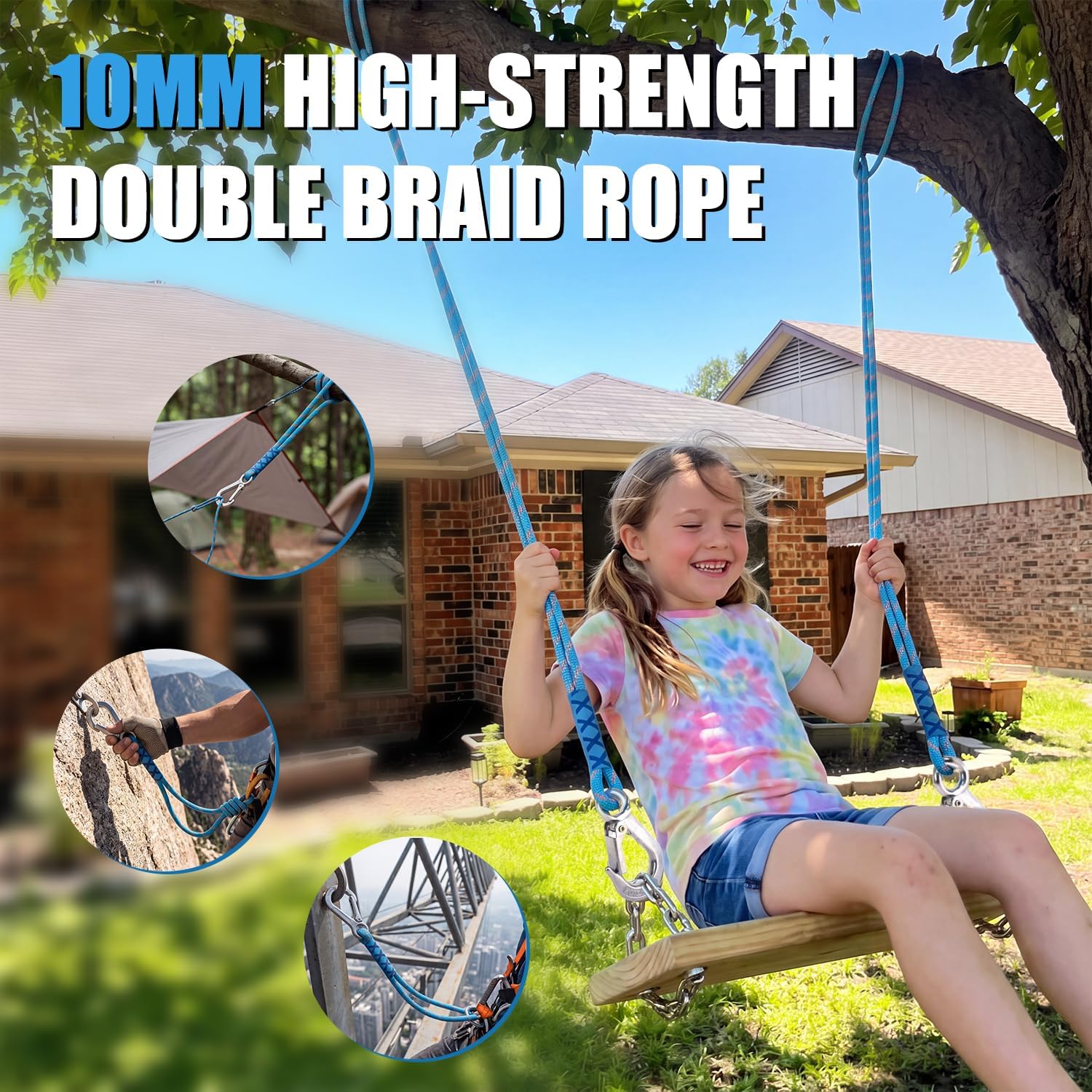 2 Pack Tree Swing Straps Hanging Kit with Stainless Steel Buckle | 3FT Heavy Duty 2000lb Capacity Hammock Straps, Adjustable Rope Straps for Tire Swing, Porch Swing, Camping & Playground