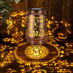 Glooglitter Letter M Solar Lanterns Outdoor Monogram Initial Hanging Light | Hummingbird Shadow Projector Light Waterproof Metal LED Lantern for Patio Yard Porch Personalized Gift for Women Mom Grandma