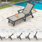LUE BONA Chaise Lounge Chair Outdoor Set of 2, HDPS and HDPE Wicker Material, Patio Chaise Lounge with Adjustable Backrest, Resin Pool Lounge Chairs with Wheels for Backyard, Poolside and Deck