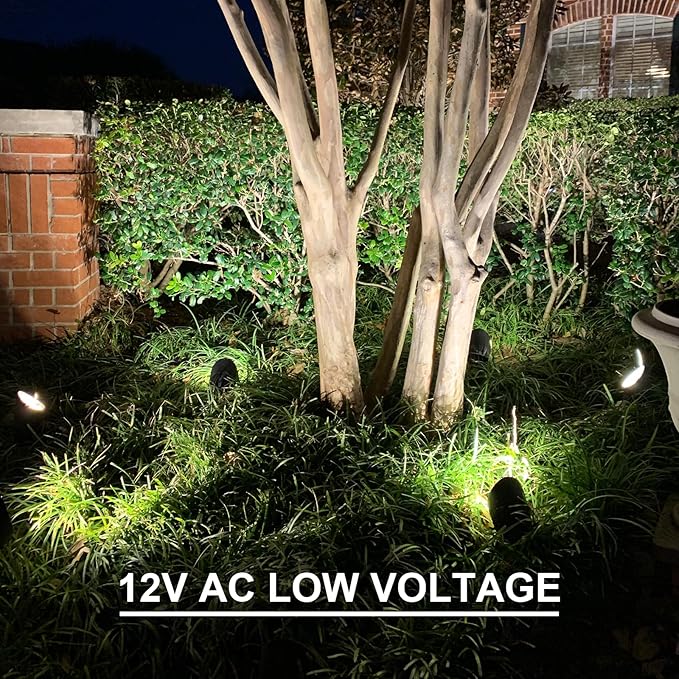 GOODSMANN Low Voltage Landscape Lights Landscape Floodlights Spotlights 3W LED 200 Lumen with Replaceable Bulb 12V AC with Metal Stake Cable Connector 9121-16503-01A