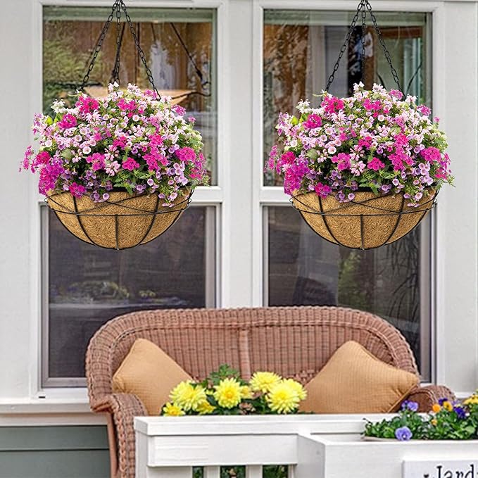 24 Inch Natural Coconut Fiber Liner for planters Round Coco Replacement Liners for Hanging Flower Basket Planter Extra Large Coco Coir Pots for Outdoor Garden Plants – 2 Pack