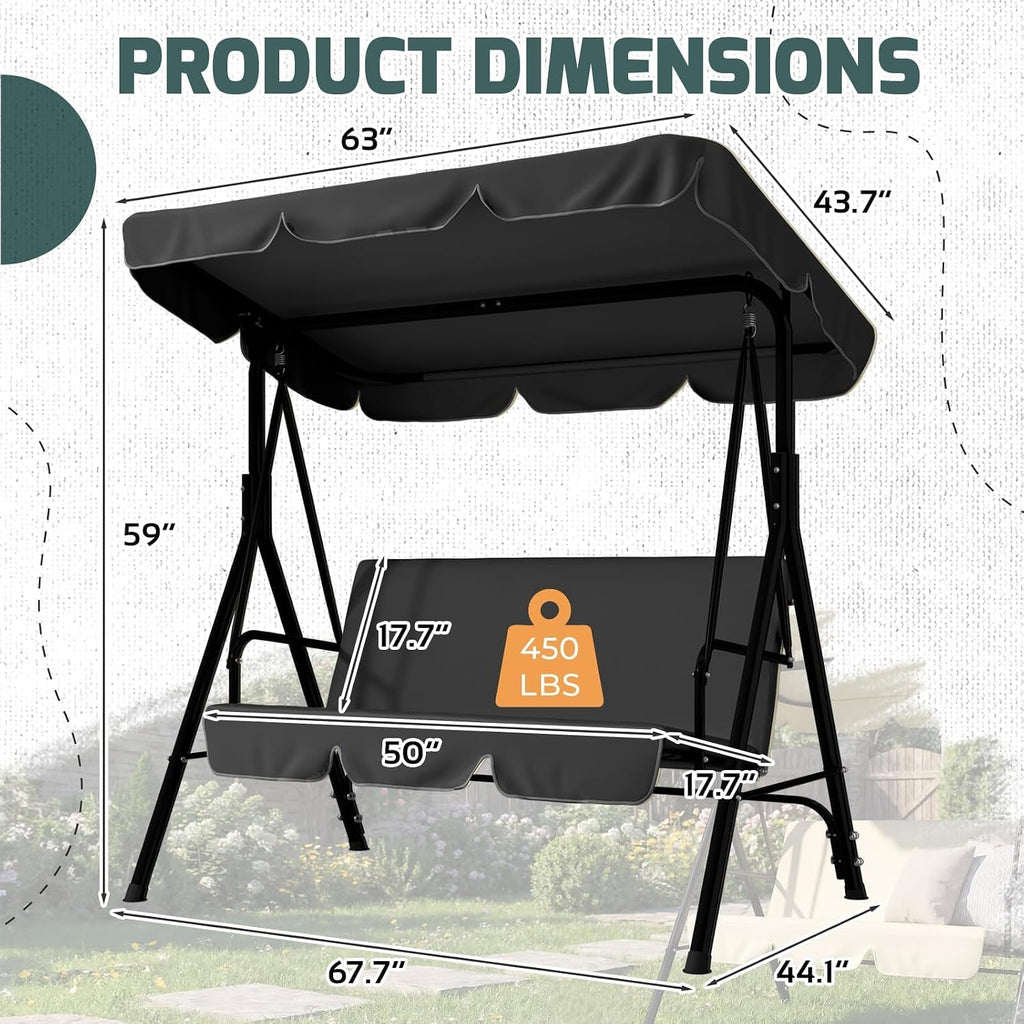 aecojoy porch swing with stand, outdoor swings for shown in use