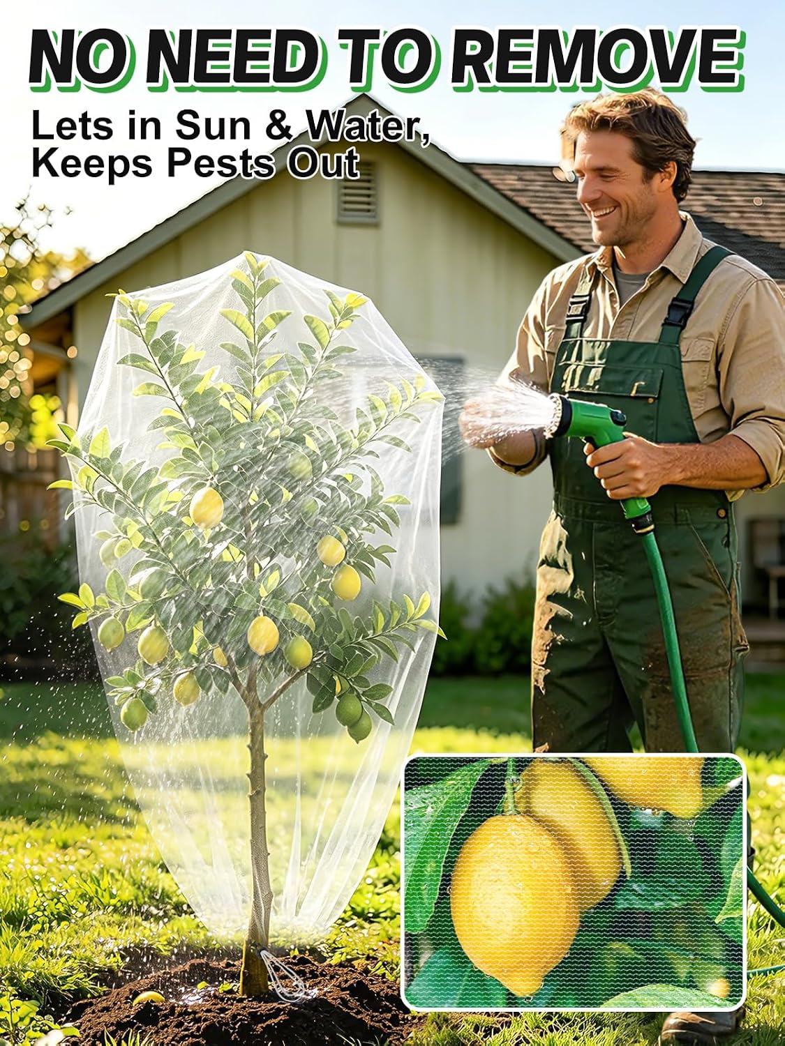 4ft x 5ft insect bird netting for garden, side view