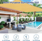 10'x13' Sun Shade Sail, UV Protection Outdoor Shade, Curved Tear Resistant Heavy Duty Sun Shade for Patio Garden, Backyard, Deck, Car Port, Playground, (Sand)